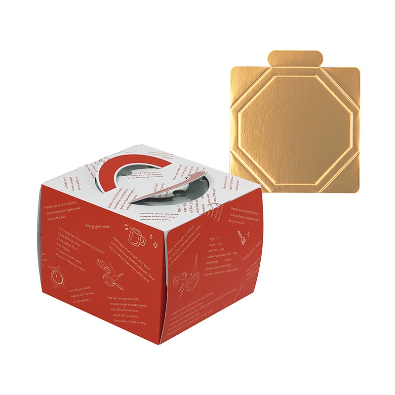 ヤマニパッケージ ケーキ箱　ルージュデコ 6号　金台紙付 DE-157T 100セット/パック（ご注文単位1パック）【直送品】