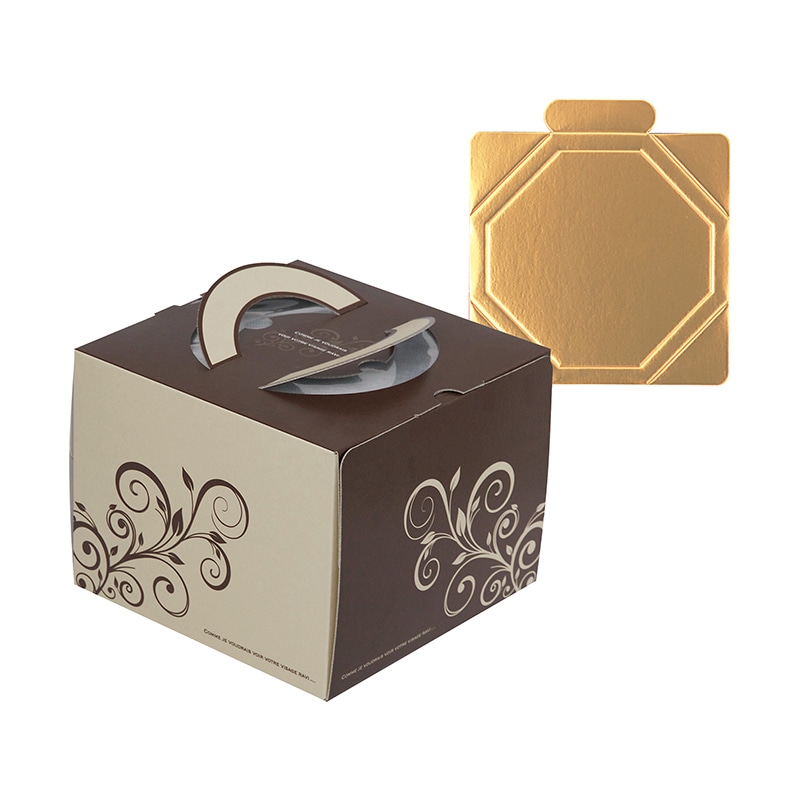 ヤマニパッケージ ケーキ箱　スイートデコ 4.5号　金台紙付 DE-159T 100セット/パック（ご注文単位1パック）【直送品】