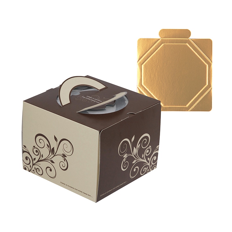 ヤマニパッケージ ケーキ箱　スイートデコ 5号　金台紙付 DE-160T 100セット/パック（ご注文単位1パック）【直送品】