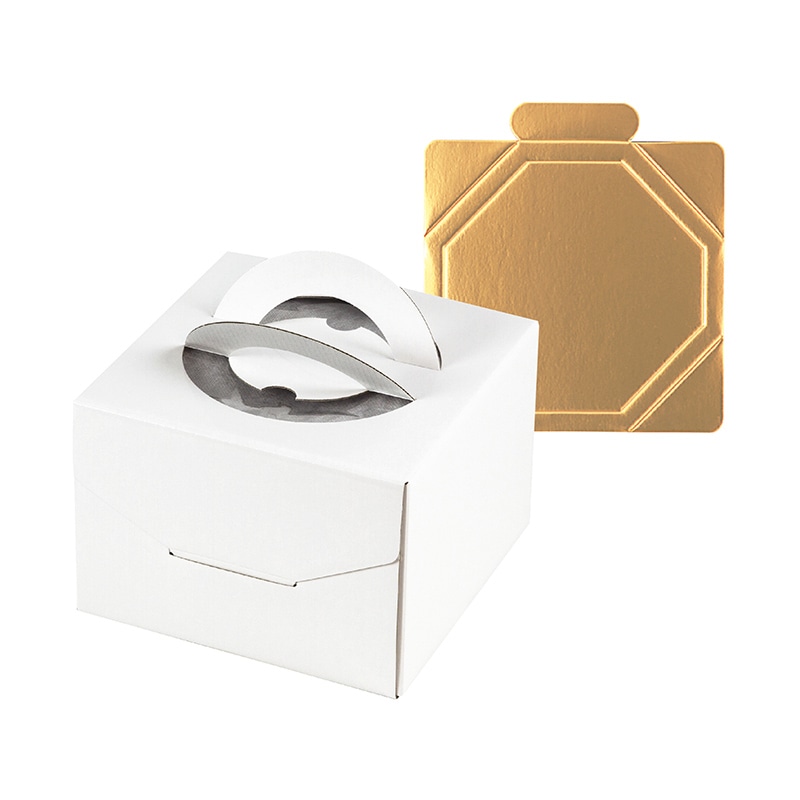 ヤマニパッケージ ケーキ箱　デコホワイト135 5号　金台紙付 DE-171T 100セット/パック（ご注文単位1パック）【直送品】