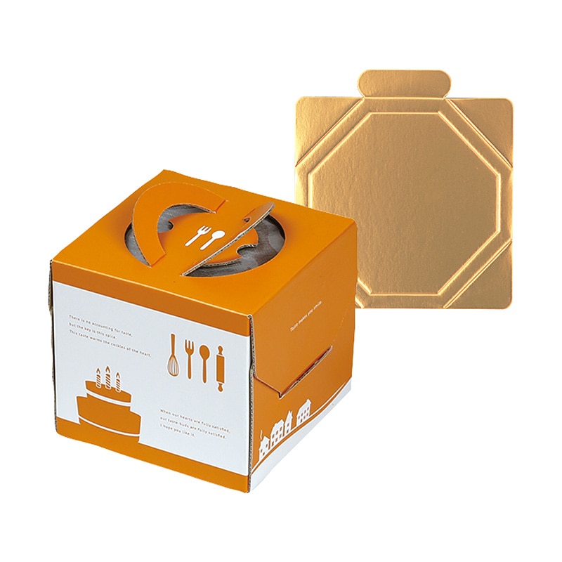 ヤマニパッケージ ケーキ箱 ソレイユデコ135 4号 金台紙付 DE-190T 100セット/パック(ご注文単位1パック)【直送品】