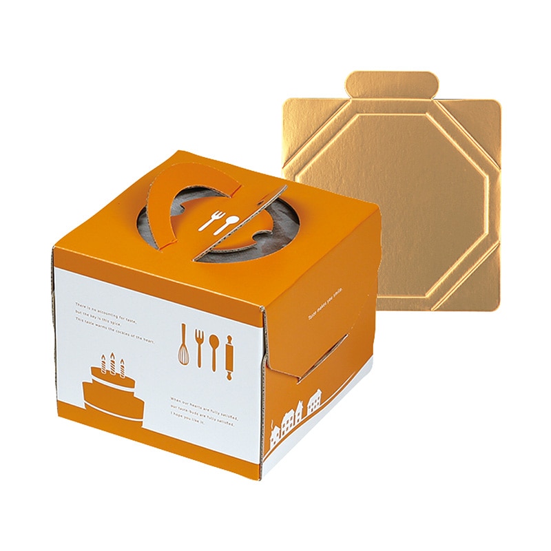 ヤマニパッケージ ケーキ箱 ソレイユデコ135 4.5号 金台紙付 DE-191T 100セット/パック(ご注文単位1パック)【直送品】