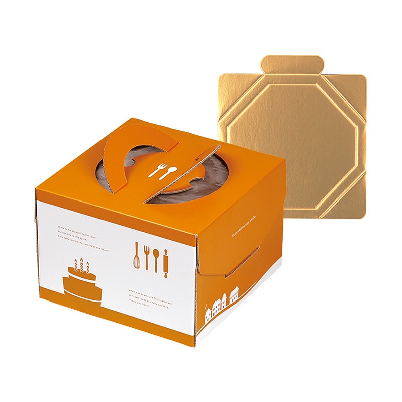 ヤマニパッケージ ケーキ箱 ソレイユデコ135 5号 金台紙付 DE-192T 100セット/パック(ご注文単位1パック)【直送品】