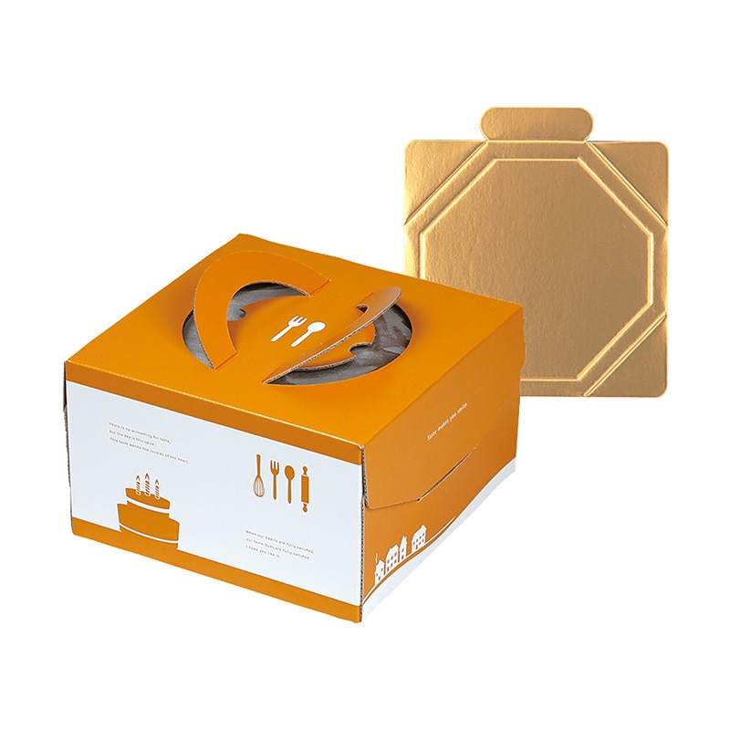 ヤマニパッケージ ケーキ箱 ソレイユデコ135 6号 金台紙付 DE-193T 100セット/パック(ご注文単位1パック)【直送品】