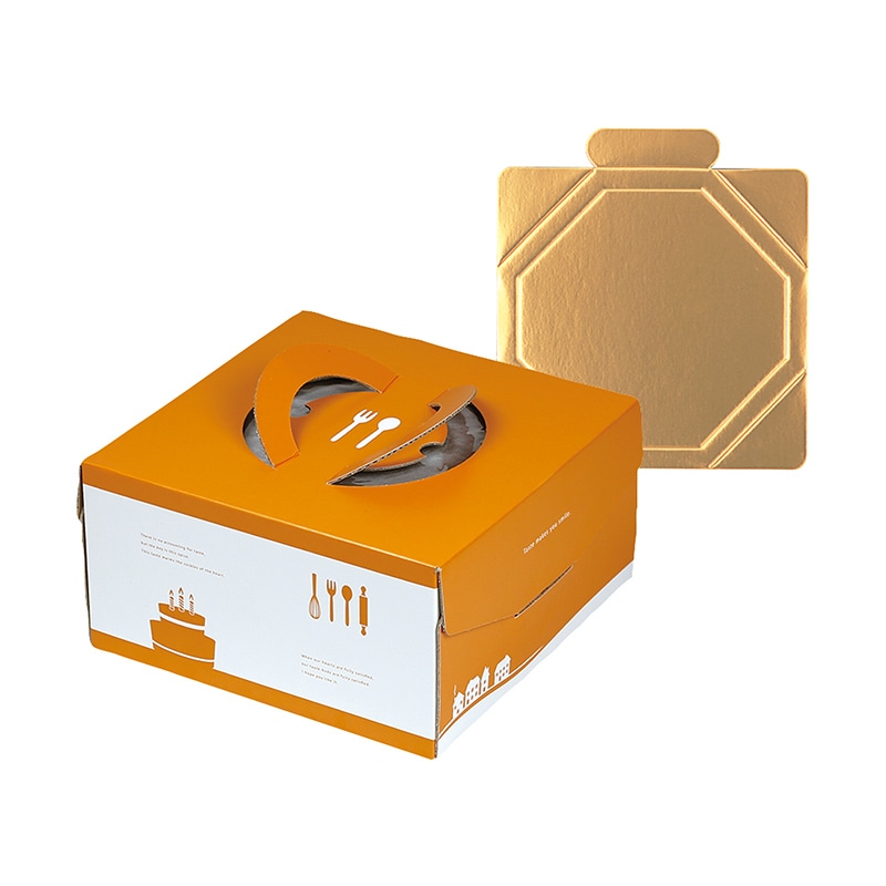 ヤマニパッケージ ケーキ箱 ソレイユデコ135 7号 金台紙付 DE-194T 100セット/パック(ご注文単位1パック)【直送品】