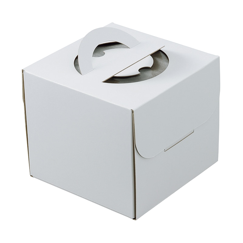 ヤマニパッケージ ケーキ箱 デコホワイト150 中央差し 4.5号 台紙なし DE-220 100枚/箱(ご注文単位1箱)【直送品】