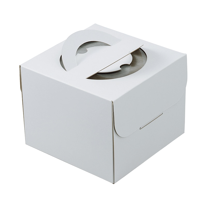 ヤマニパッケージ ケーキ箱 デコホワイト150 中央差し 5号 台紙なし DE-221 100枚/箱(ご注文単位1箱)【直送品】