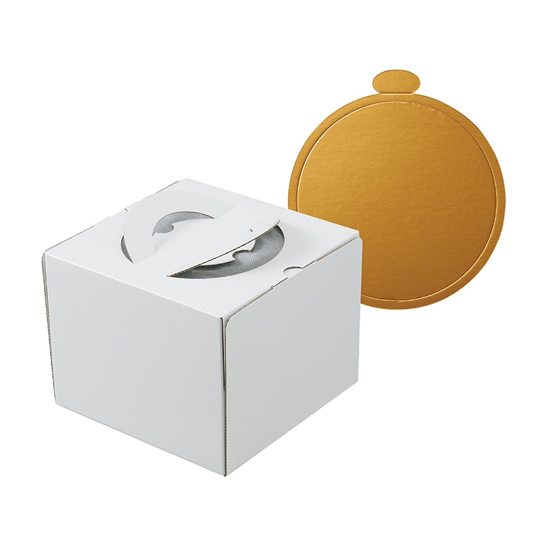 ヤマニパッケージ ケーキ箱 デコホワイト150 上差し 6号 金台紙付 DE-226TM 100セット/パック(ご注文単位1パック)【直送品】