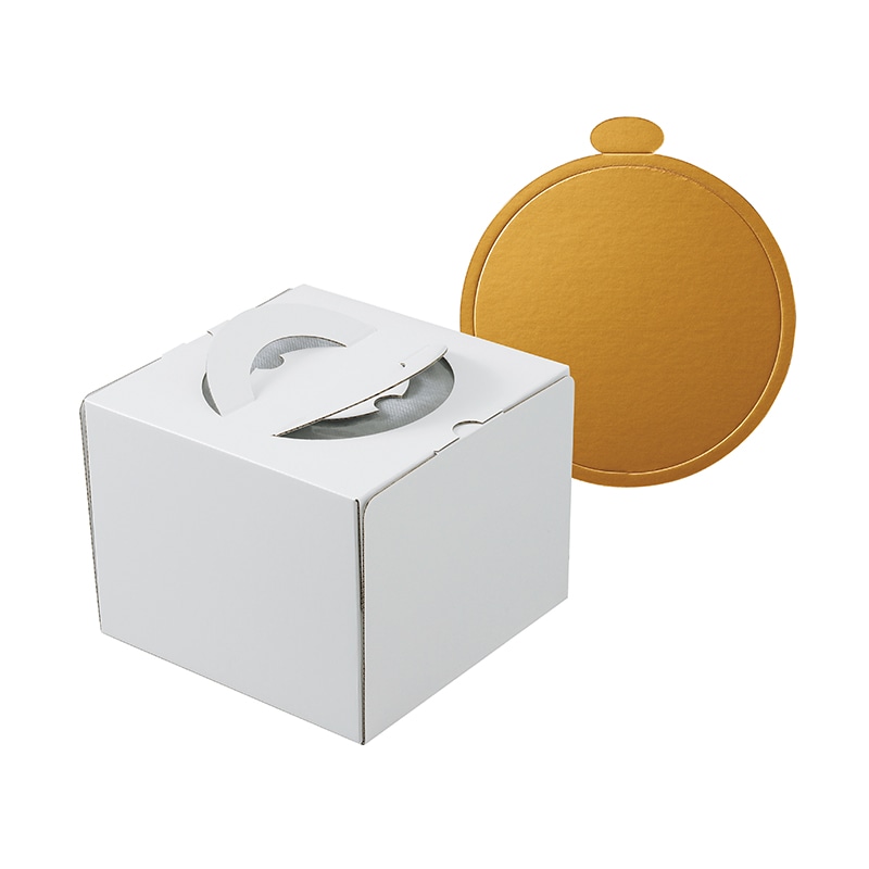 ヤマニパッケージ ケーキ箱 デコホワイト150 上差し 7号 金台紙付 DE-227TM 100セット/パック(ご注文単位1パック)【直送品】