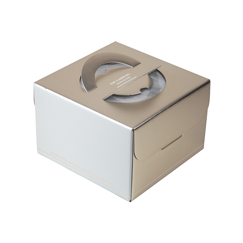 ヤマニパッケージ ケーキ箱 シャルムデコ 6号 金台紙付 DE-265TM 100セット/パック(ご注文単位1パック)【直送品】