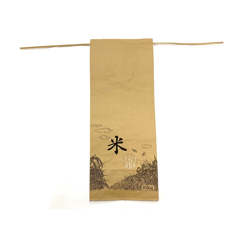 米袋　バンド(紐)付き　米　窓あり 10kg 113941057 100枚/袋（ご注文単位1袋）【直送品】
