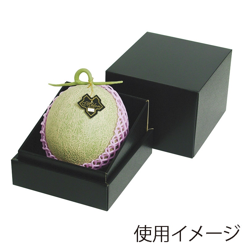 インロー箱 メロン 1ヶ用 黒 L-2299 25枚/束(ご注文単位2束)【直送品】