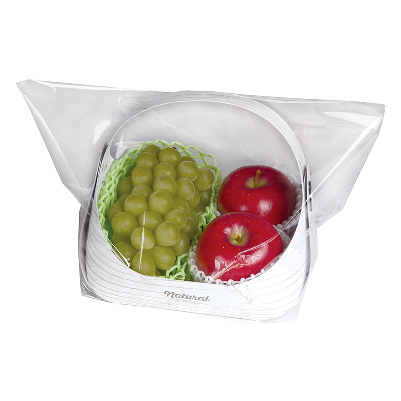 フルーツバスケット ミニ白 ラッピング袋付 L-2432A 10枚/袋(ご注文単位6袋)【直送品】