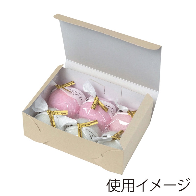 ヤマニパッケージ 和菓子箱 和生サービス 6ヶ入 ベージュ 19-183 200個/束(ご注文単位3束)【直送品】