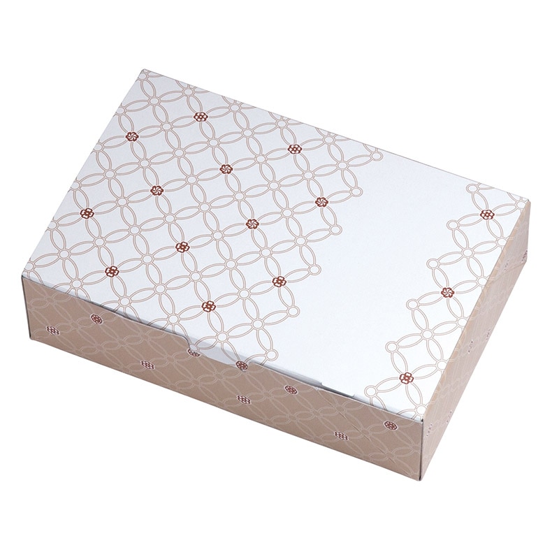 ヤマニパッケージ 和菓子箱　ルミアサービス箱　七宝つなぎ くり色　トレー付　6個 19-651KB 100個/束（ご注文単位2束）【直送品】