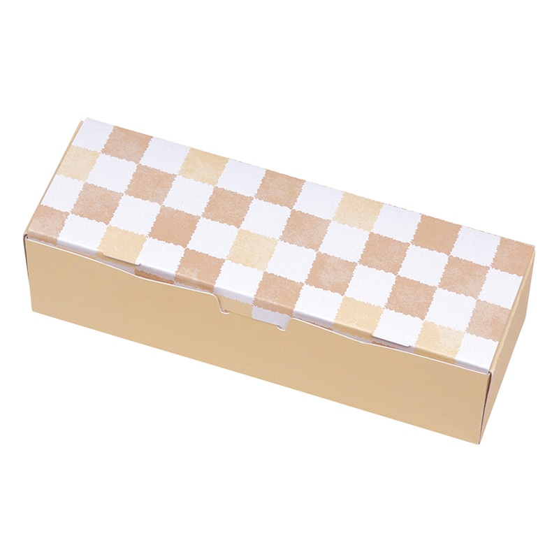 ヤマニパッケージ 和菓子箱　ルミアサービス箱　格子 うすちゃ色　トレー付　3個 19-661UB 100個/束（ご注文単位2束）【直送品】