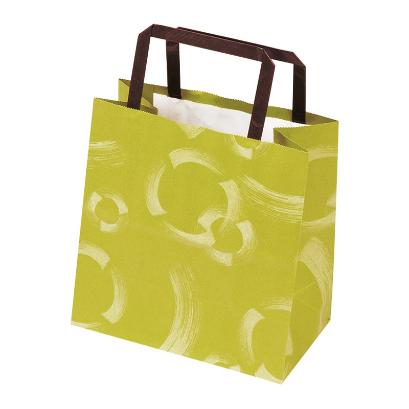 ヤマニパッケージ 手提袋　ふで柄　まっちゃ 小 19-695M 400枚/束（ご注文単位1束）【直送品】