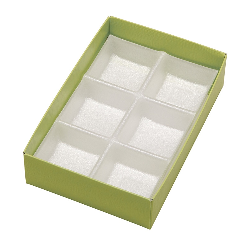 ヤマニパッケージ 和菓子箱 和生カップ 若芽色6 トレー付 19-1340B 100個/束(ご注文単位1束)【直送品】