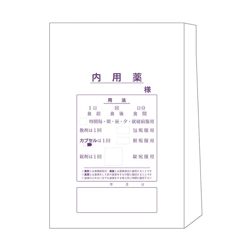 東杏印刷 手書き薬袋 角底中型 印刷有 既製品 1000枚入 AAA620 1箱（ご注文単位1箱）【直送品】