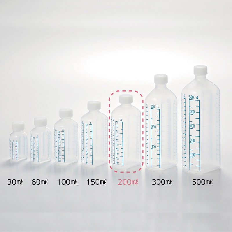 東杏印刷 投薬瓶 青目盛 未滅菌 200ml 80本入 BBA601 1箱（ご注文単位1箱）【直送品】