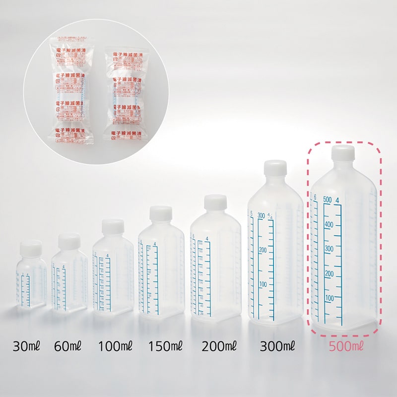 東杏印刷 投薬瓶 青目盛 滅菌 500ml 40本入 BBA811 1箱（ご注文単位1箱）【直送品】