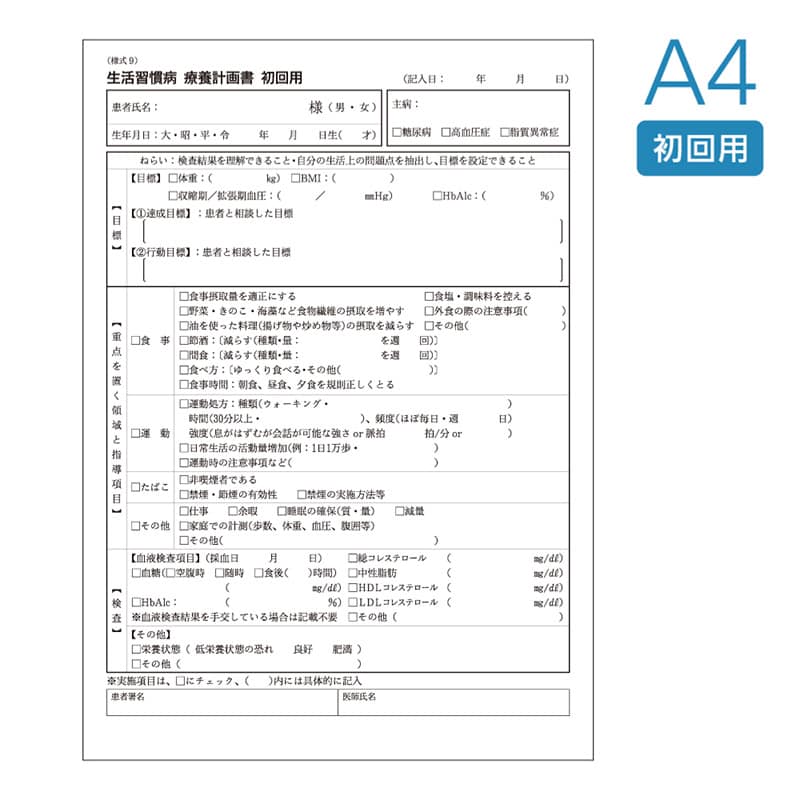 東杏印刷 生活習慣病療養計画書 初回用 A4 A4 2枚複写 50組 10冊入 DDB204 1箱（ご注文単位1箱）【直送品】