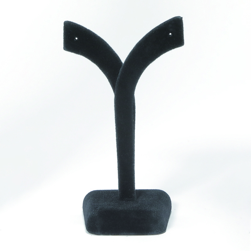 Y字型ピアススタンド　スウェード風 M　黒 9784 1個（ご注文単位2個）【直送品】