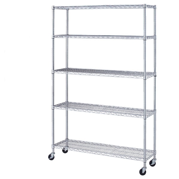 ストア・エキスプレス ワイヤーラック　キャスター付き　5段 D35cm 61-62-8-1 1台（ご注文単位1台）【直送品】