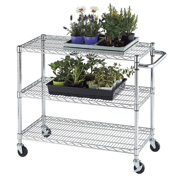 ストア・エキスプレス ワイヤーラック 3段ハンドル付 D45cm 61-652-59-1 1台(ご注文単位1台)【直送品】