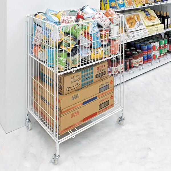 ストア・エキスプレス ワイヤー2段ワゴン　白 W60×D45cm 61-653-60-3 1台（ご注文単位1台）【直送品】