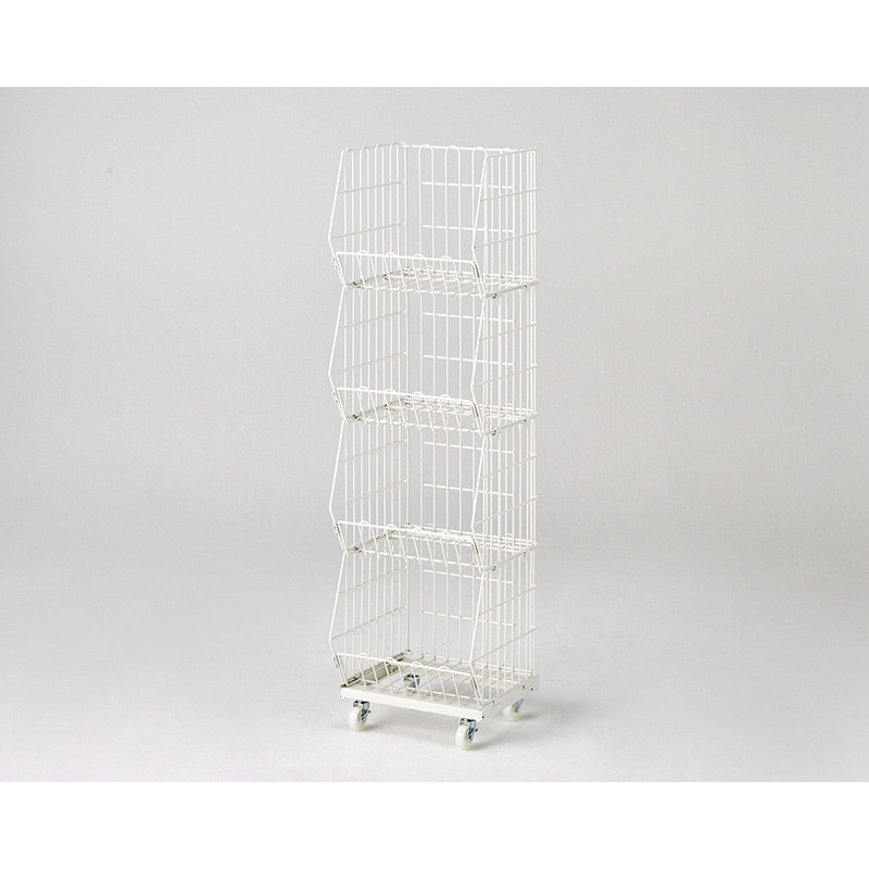 ストア・エキスプレス ジャンブルバスケット　直径6cmキャスター付き W42.8cm　4段　白 61-752-15-2 1台（ご注文単位1台）【直送品】