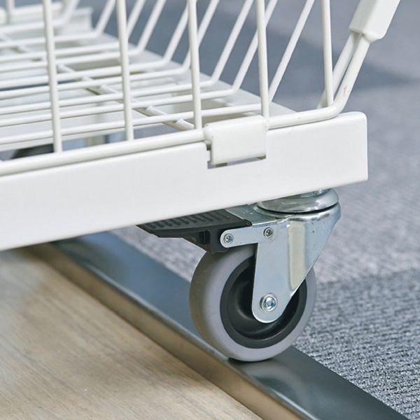 ストア・エキスプレス ジャンブルバスケット 直径7.5cmキャスター付 W38.4cm 3段 白 61-653-40-1 1台(ご注文単位1台)【直送品】