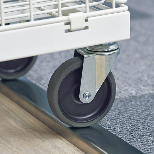 ストア・エキスプレス ジャンブルバスケット 直径7.5cmキャスター付 W54.4cm 4段 白 61-653-42-2 1台(ご注文単位1台)【直送品】