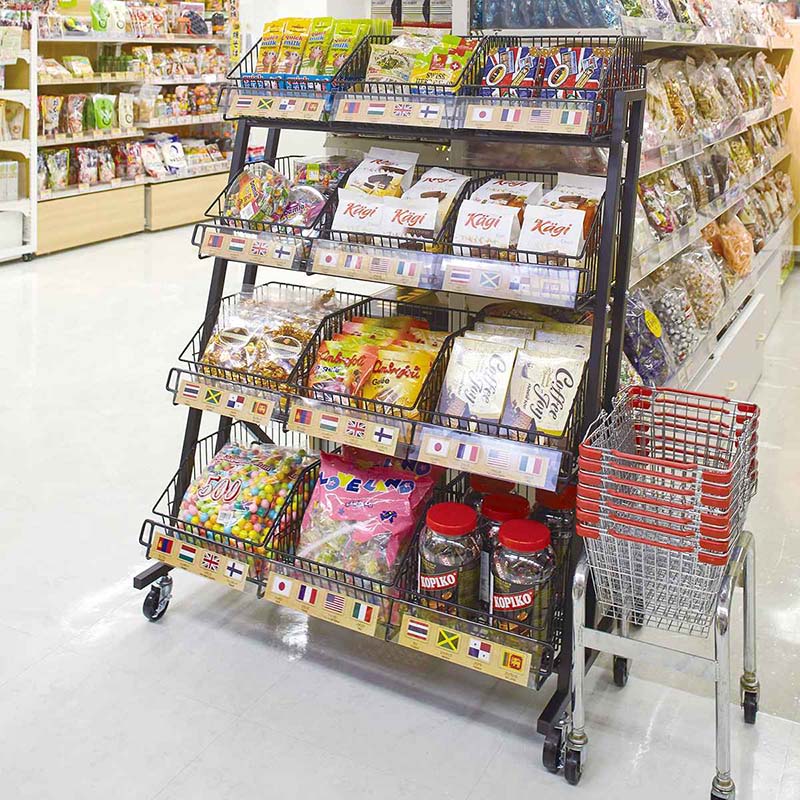 ストア・エキスプレス 傾斜ジャンブルバスケット W90cm 4段 ブラック 61-797-66-2 1台(ご注文単位1台)【直送品】