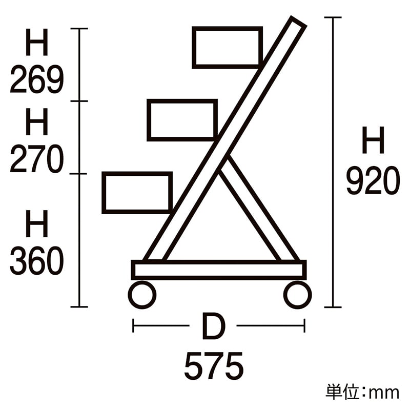 ストア・エキスプレス 3段ワゴン W82cm 61-114-11-1 1台(ご注文単位1台)【直送品】