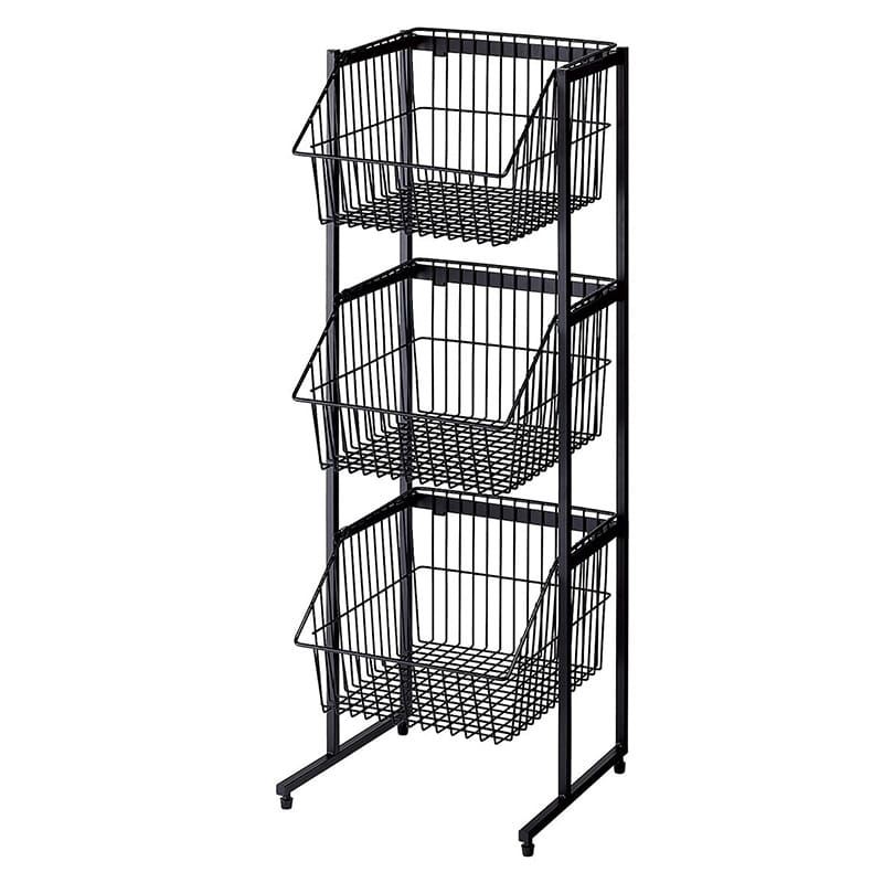 ストア・エキスプレス ネットカゴ3段スタンド　黒  61-778-61-2 1台（ご注文単位1台）【直送品】