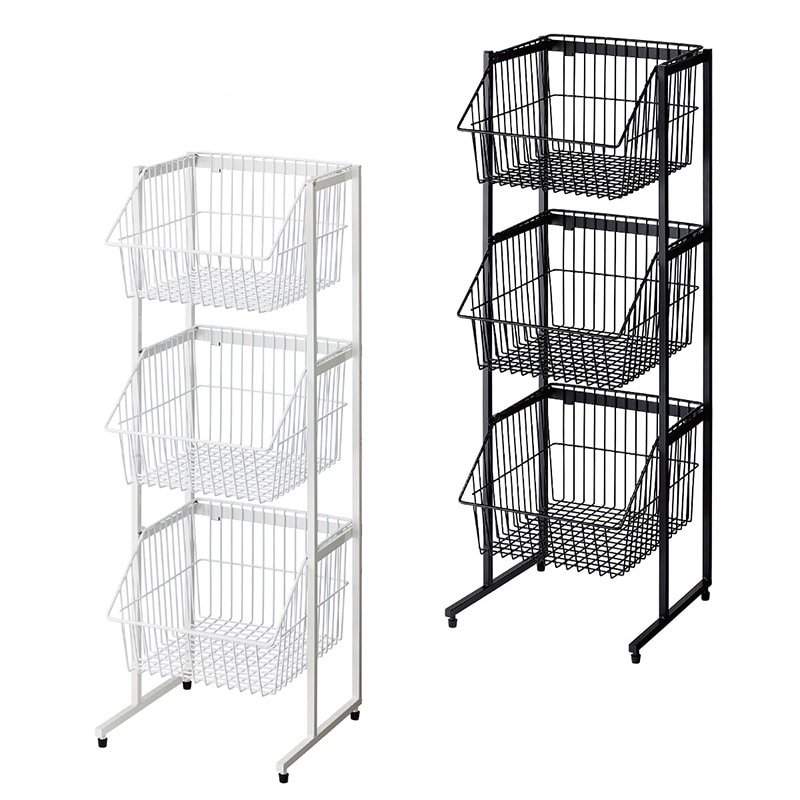 ストア・エキスプレス ネットカゴ3段スタンド 黒 61-778-61-2 1台(ご注文単位1台)【直送品】