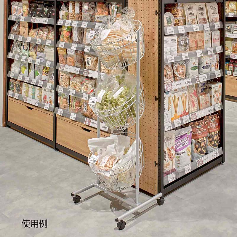 ストア・エキスプレス 3段投げ込みバスケット(スチールカゴ)丸型 61-778-63-1 1台(ご注文単位1台)【直送品】