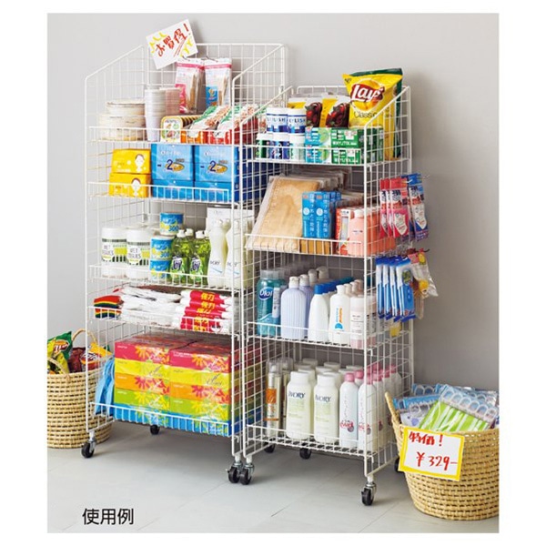 ストア・エキスプレス ネットラック W62cm H135cm 4段 白 61-436-32-1 1台(ご注文単位1台)【直送品】