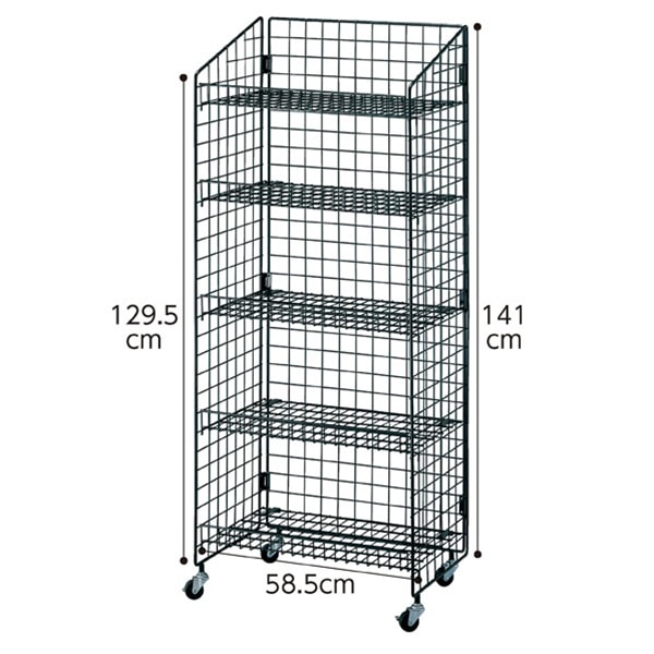 ストア・エキスプレス ネットラック　W62cm　H150cm　5段　黒  61-436-32-4 1台（ご注文単位1台）【直送品】
