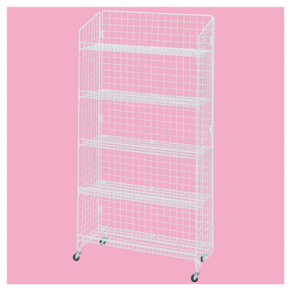 ストア・エキスプレス ネットラック　W92cm　H150cm　5段　白  61-436-33-3 1台（ご注文単位1台）【直送品】