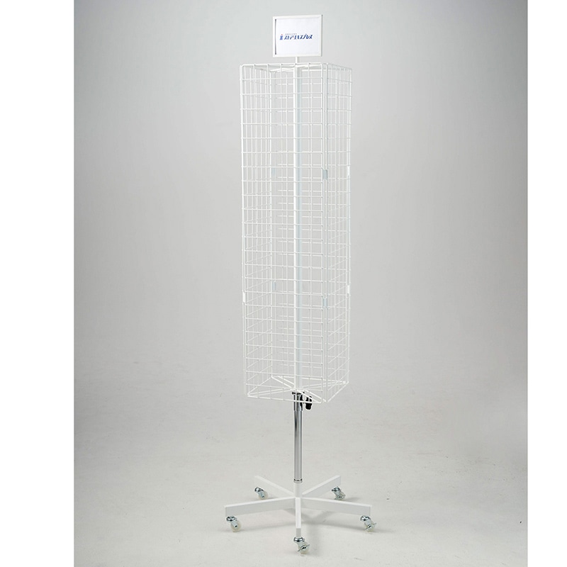 ストア・エキスプレス 4面回転ネット什器スリム　ロングタイプ　白  61-126-4-1 1台（ご注文単位1台）【直送品】