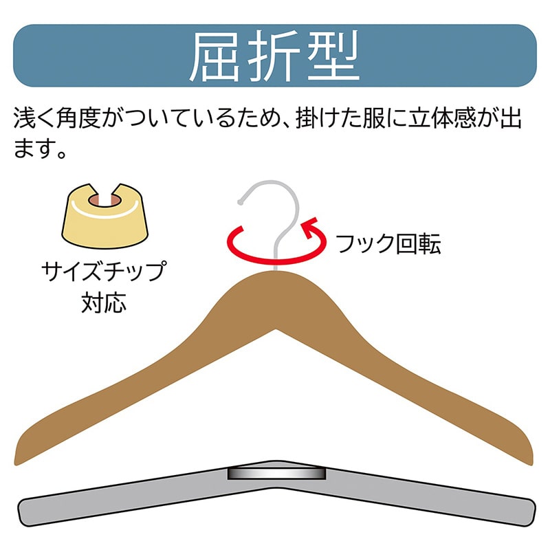 ストア・エキスプレス 木製ハンガー木地仕上げ 屈折型W38cm 61-191-13-1 1セット(ご注文単位1セット)【直送品】