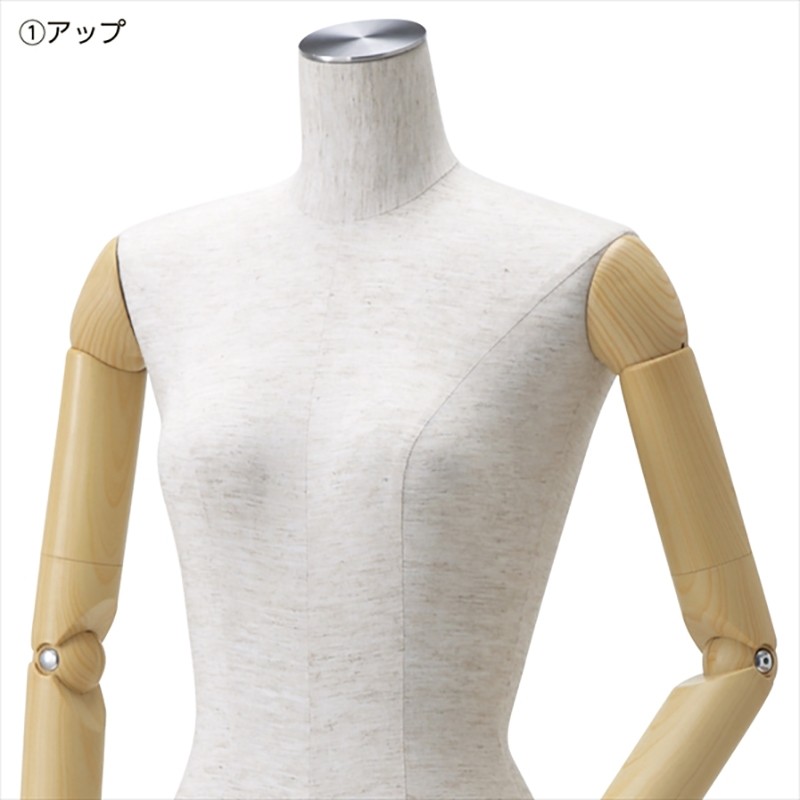 ストア・エキスプレス 婦人腕付き芯地張トルソー ステンレス調 9号 61-179-2-1 1台(ご注文単位1台)【直送品】