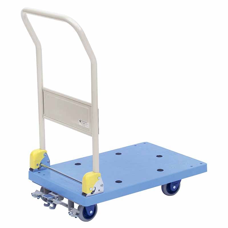 ストア・エキスプレス 折りたたみ式樹脂製台車 フットブレーキ付き 61-784-14-2 1台（ご注文単位1台）【直送品】