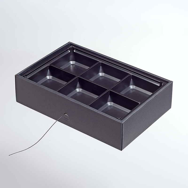 ヨシザワ 弁当容器　蒸熱BOX　MIYAKO膳 J－6　黒 KIT2タイプ 50個/ケース（ご注文単位1ケース）【直送品】