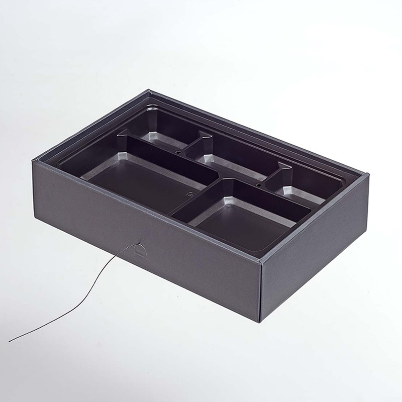 ヨシザワ 弁当容器　蒸熱BOX　幕の内 90－60C　黒 KIT1タイプ 50個/ケース（ご注文単位1ケース）【直送品】