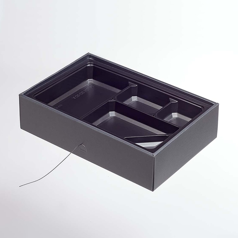 ヨシザワ 弁当容器　蒸熱BOX　幕の内 90－60A　黒 KIT1タイプ 50個/ケース（ご注文単位1ケース）【直送品】