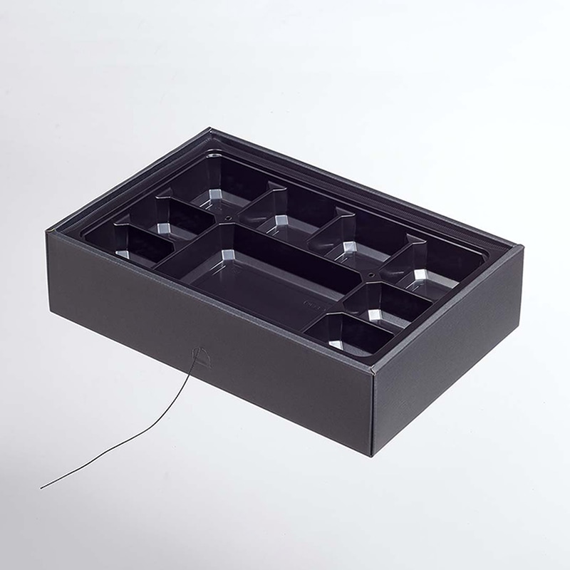 ヨシザワ 弁当容器　蒸熱BOX　幕の内 90－60NC　黒 KIT1タイプ 50個/ケース（ご注文単位1ケース）【直送品】