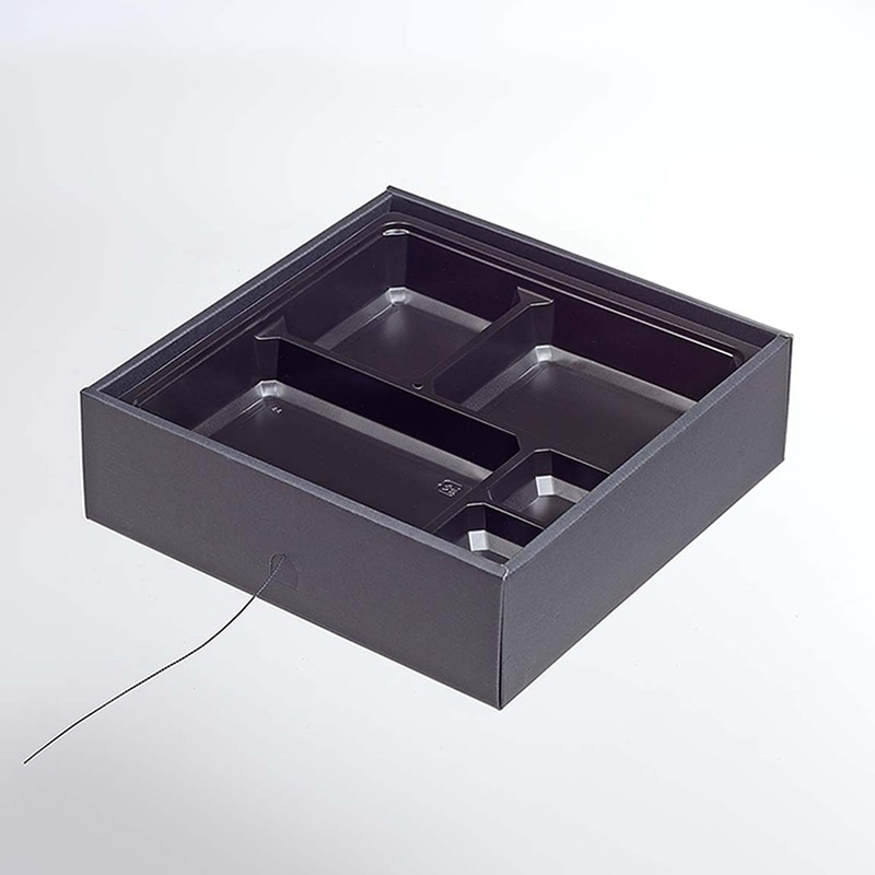 ヨシザワ 弁当容器　蒸熱BOX　松花堂 70－70A　黒 KIT1タイプ 50個/ケース（ご注文単位1ケース）【直送品】
